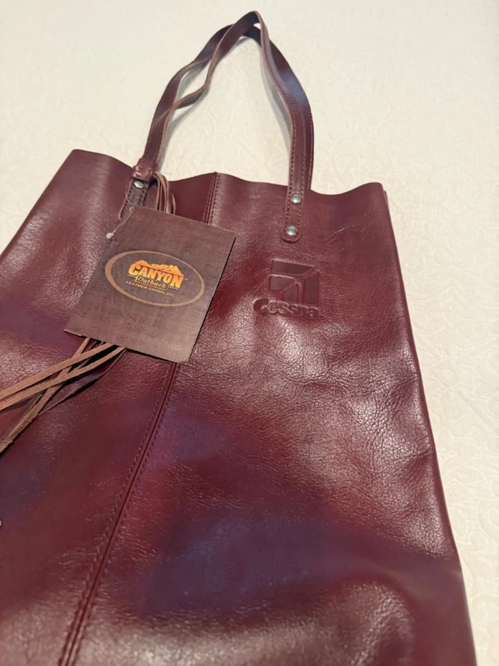Cessna Leather Tote, by Canyon Outback, New and Never Worn